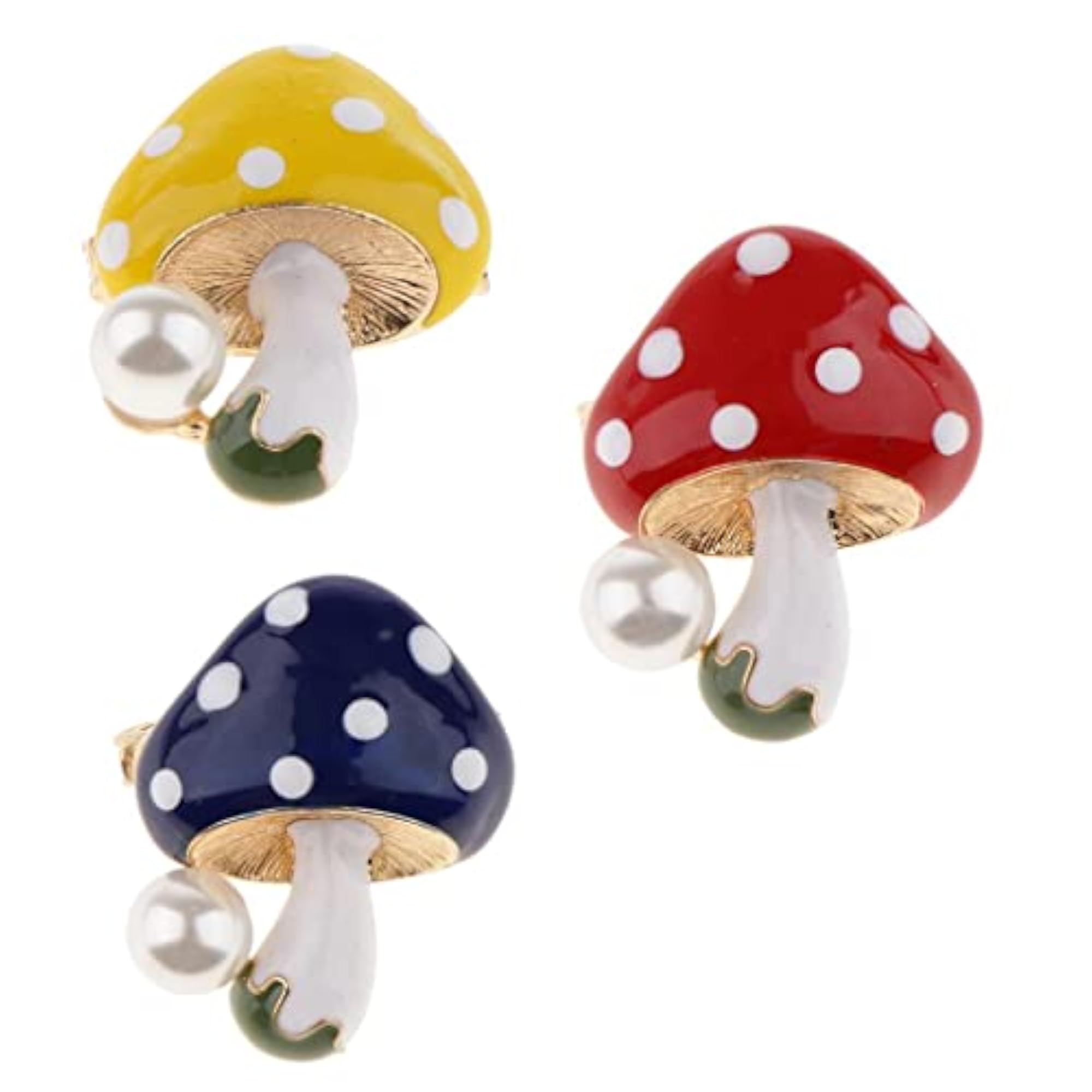 Delicate Enamel Mushroom Brooch Pin in Three Colors